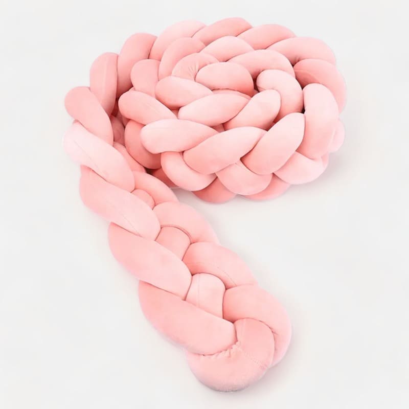 Pink Baby Bed Bumper | Soft Cotton Braided Protection