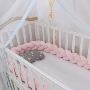 Pink Baby Bed Bumper | Soft Cotton Braided Protection